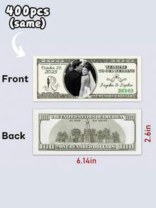 20/40/60/80/100pcs Wedding Anniversary Fake Money, Customized Wedding Dollar Bills, Bills Printed With Your Photo, Personalized 100 Dollar Bills, Engagement Party Game Money, Bachelorette Party Game Money, Prop Money - Green - View 16