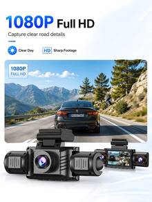 360°汽車行車記錄器，4通道，前置1080P HD與後/左/右720P，配備3.16吋IPS螢幕，夜視功能，循環錄影，24小時停車監控，可選32GB記憶卡，車輛安全攝影機 - 行車記錄儀 - 查看 5
