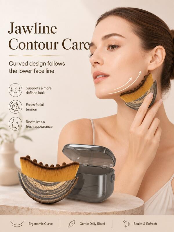 New Lymphatic Contour Facial Brush, Lymphatic Detox Facial Massage Brush, Suitable For Chin And Neck Contour, Soft For All Skin Types, Ergonomic Beauty Tool, Comes With Portable Storage Box