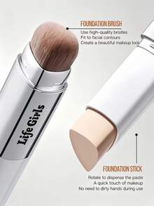 2-In-1 Foundation Stick With Built-In Brush Lightweight, Blendable And Long-Lasting, Medium To High Coverage For Flawless Base Makeup. Portable And Easy To Apply, Perfect For Makeup Beginners And Lovers As A Nice Gift. - One Size Fits All - View 4