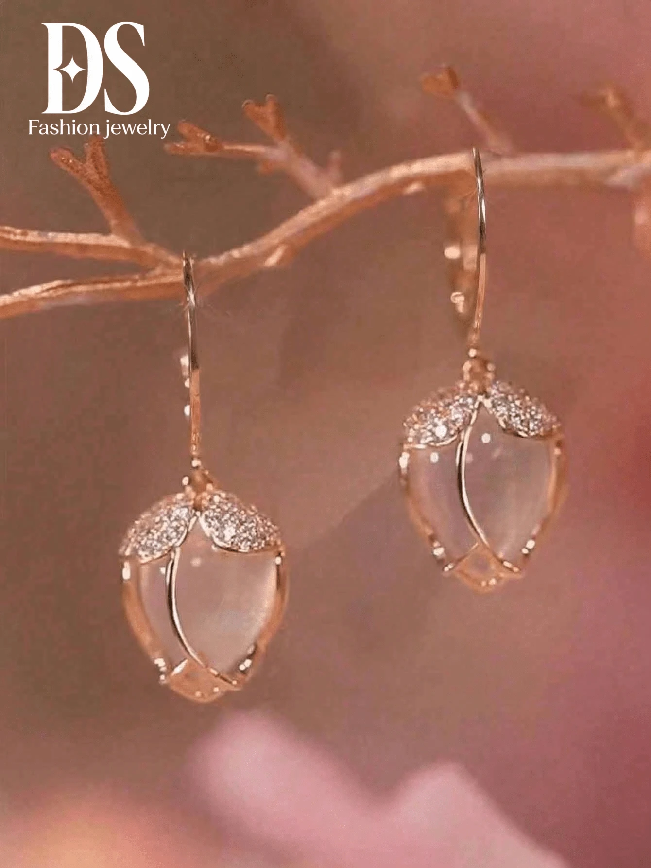 1 Par De Aretes De Tulipanes De Diamantes De Imitación Microincrustados A La Moda Para Mujeres, Estilo Corto, Diseñador Y Versátil, Ideal Para Uso Diario