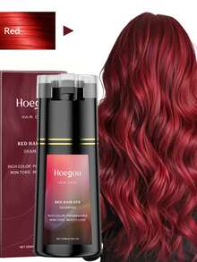 EELHOE 200ml Red Hair Dye Shampoo,3-In-1 Hair Coloring Shampoo,Semi Permanent Hair Color Shampoo,Covers Gray Hair,Cleansing & Nourishing Care,Easy To Use For Women & Men,Festival/ Party/Concert/ Carnival/Back To School Hair Products,Travel Essential - 紅色 - 查看 2