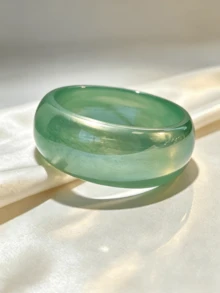 1pc Y2K Millennium Hot Girl Dopamine Colorful Resin Wide Bracelet, Iridescent Pearlescent Glossy Thick Solid Color Bangle, Ins Niche Versatile Girl Daily Outfit Accessory - Luminous Round Bangle - View 12