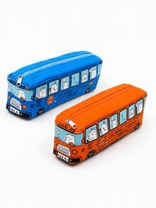 1個校車造型創意鉛筆盒，帆布材質耐磨防髒，3D趣味校車造型設計，順滑拉鍊易開合，黃/藍/紅/橘4色可選，校車造型窗戶熊與小動物滿版創意圖案設計，3D校車造型拉鍊鉛筆盒，學生文具收納，開學禮物創意可愛校車造型鉛筆盒 - 黃色 - 查看 20