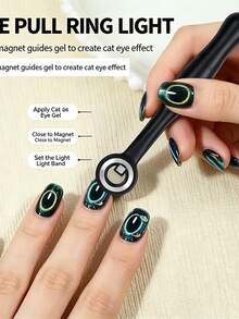 Imán para uñas con forma de agujeros 3D 3 en 1, anillo imán para arte de uñas efecto ojo de gato, herramienta magnética con mango, herramientas magnéticas desmontables, suministros para uñas - Multicolor - Ver 4