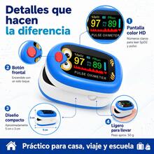 Oxímetro de Pulso Pediátrico Pulsovital Color Rojo | Clip Ergonómico con Calibración Profesional, Uso Doméstico Continuo para Niños - Azul - Ver 5
