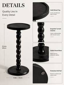 1pc Solid Wood Side Table, Round Side Table Storage Rack, Suitable For Living Room And Bedroom Small Side Table, Movable Wooden Coffee Table, Garden Table, Suitable For Small Spaces, Living Room And Bedroom Corners And Office - Multicolor - View 7
