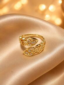 1pc European & American Mori Style Intertwined Leaf Thin Ring, Hollow Vein 3D Leaf Design, Versatile Daily Commute Women's Jewelry - ring - View 7