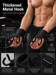 Thickened Pull-Up Assist Hook, Dual Hook Pull-Up Assist, Stable Steel Hook, Thickened Wrist Padding - Softer Touch, Wider Hook - Higher Stability, Longer Hook And Loop Strap - Broader Applicability, Professional Hand Protection Equipment - Multicolor - View 3