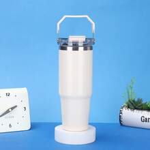1pc Oversized Insulated Tumbler, High-Capacity Water Bottle With Handle, Suitable For Hot Water, Thick Straw Cup For Home Use - Multicolor - View 40