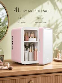 SOKANY Mininevera de belleza de 4L con luz LED ajustable y espejo, enfriamiento dual para almacenamiento de cosméticos y alimentos, refrigerador portátil mini para dormitorio, oficina y uso en automóvil - Ver 6