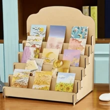 1件裝木製賀卡展示架，多功能多層收納架，適用於放置海報、便條卡、化妝品、辦公備忘錄與名片，適用於各種房間類型 - 彩色 - 查看 1