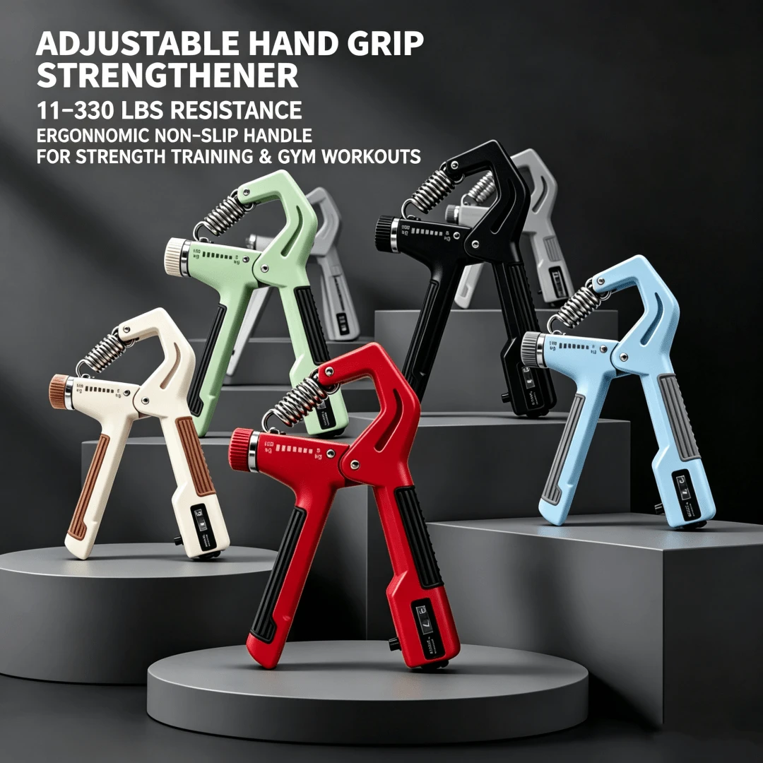 Adjustable Grip Strength Trainer, Multi-Color Options, 11–330 Lbs Resistance Forearm Exerciser, Ergonomic Non-Slip Handle, Suitable For Strength Training, Daily Fitness, Weightlifting, Rock Climbing, Gym Training Grip Strength Equipment - Hand Grip Strengthener - View 1