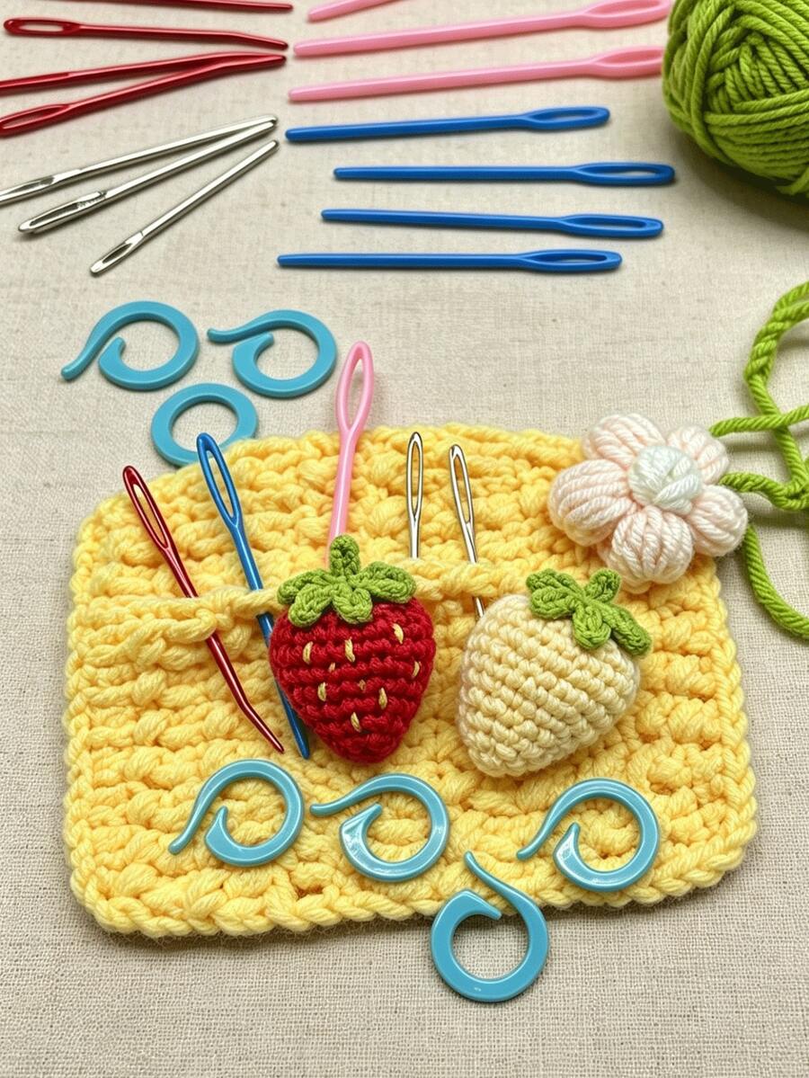 [26pcs Set]Hand Sewing Needle Kit, Includes Plastic Tip Needles, Red Aluminum Curved Needles, Metal Tip Needles And Blue Marker Clips, Beginner Sewing And Knitting Tools, Suitable For Making Knitted Dolls, Traditional Decorations And Holiday Handmade Gifts, Compatible With Crochet, Sewing DIY - Hand Sewing Needle Set - View 1