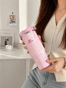 SCALON 30oz/900ML 1PC Large Capacity Insulated Tumbler With Handle And Straw, Portable Stainless Steel Vacuum Leak-Proof Drinking Cup, Ice Tumbler, Travel Mug, Stainless Steel Insulated Cold/Hot Cup, Coffee Cup, Suitable For Travel, School, Office, Outdoor, Gym, Home And Other Scenarios, Gift For Friends, Family, Holiday Gift, Birthday Gift (Includes Straw) Ideal Christmas/Halloween Gift, All Season Use - View 3