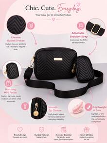 XD Fashionable Minimalist Girls Comfortable Coin Purse Crossbody Bag, Detachable Shoulder Strap, High-Quality Material, Exquisite Metal Decoration, Classic Design, Versatile And Practical - Multicolor - View 3