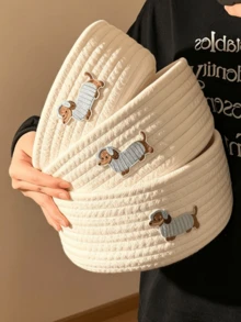 1pc/3pcs Fabric Storage Basket, Suitable For Gift Shop Toy Organization, Seaside Style Seagrass Woven Storage Basket, Bohemian Style, Applicable For Home Storage Decoration, Dorm Desk Storage, Bedside Storage - Dog Basket - View 5