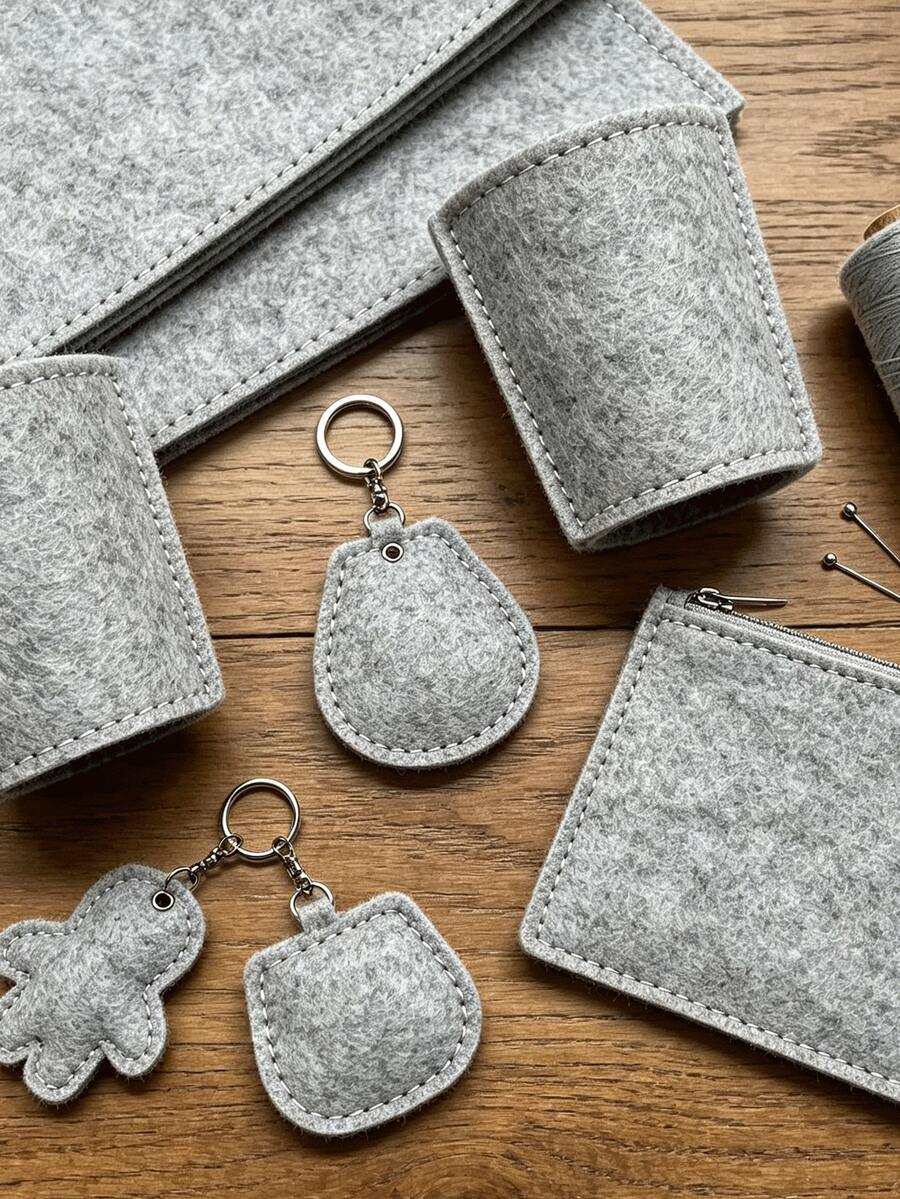 [20pcs]13*13cm Grey Square Felt Fabric, Soft Texture, Solid Color Minimalist Non-Woven Fabric, Kindergarten Art, Handmade Accessories Sewing Basic Material, Can Be Used For Holiday Decorations, Campus Crafts, Home Decor, Universal DIY Handmade Material - Grey Felt Fabric - View 1