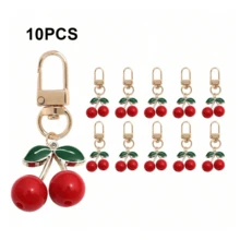 20pcs Mini Cute Cherry Shape Metal Keychain For Backpack Ornaments, Decorative Buckle, Women's Birthday Gifts, Round Plant Theme Design Daily Use Acce - Multicolor - View 8
