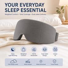 1pc Weighted Sleep Mask, Soft Breathable Pink Light Blocking Eye Cover With 72cm Adjustable Wrap, Dual-Sided Comfortable Blindfold For Night Sleep, Travel, Naps & Shift Work, Unisex Sleep Accessory For Men & Women - Gray-1pc - View 13