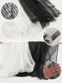6/3/1pc Black/White Halloween Spooky Gauze, Porch Decor, 30x72 Inch Halloween Tablecloth Gauze, Suitable For Halloween Home Decor And Gothic Wedding Supplies - Black and White Gauze - View 3