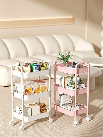 1pc Flexible Multi-Layer Rolling Storage Cart, No Electricity Required, Easy To Move, Suitable For Kitchen, Bathroom, Bedroom Organization, Compact Storage Solution, Bedroom Storage Rack, Portable Kitchen Storage Rack, Kitchen Accessories, Room Decor