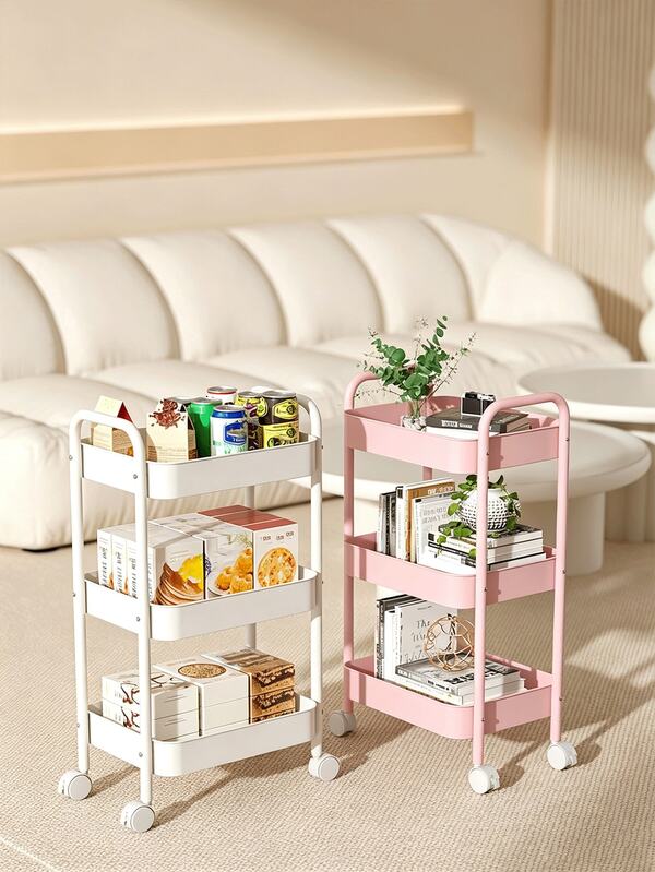 1pc Flexible Multi-Layer Rolling Storage Cart, No Electricity Required, Easy To Move, Suitable For Kitchen, Bathroom, Bedroom Organization, Compact Storage Solution, Bedroom Storage Rack, Portable Kitchen Storage Rack, Kitchen Accessories, Room Decor