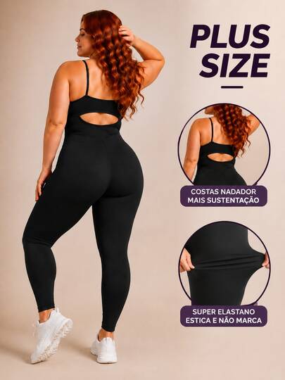 Conjunto Fitness Plus Size  Academia Com Listras G1 G2 G3 G4 – Tecido Grosso, Super Elastano, Cintura Super Alta, Não Transparente