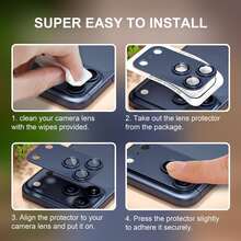 CASECOPS 1Pc Blue, AR Camera Lens Screen Protector For Smartphone. Compatible With Iphone 17 Pro Max/17 Pro. Sapphire Tempered Glass Lens Cover With Aluminum Alloy Metal Plate, 99% High Transparency, HD Clear Photo Quality, Anti-Glare Night Shooting, Scratch Resistant, Shockproof, Case Friendly, Easy Installation, Full Camera Protection, One-Piece Rear Lens Guard - Blue - View 8
