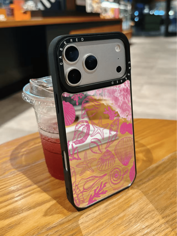 Miroir de maquillage en coquille de corail rose, étui de téléphone miroir anti-chute à la mode, convient pour IPhone 13/11/17/17 Pro/16/14/15/15 Pro/15 Plus/15 Pro Max/7 Plus/8 Plus/X/Xs Max/Xr/11 Pro/12 Pro/13 Pro/14 Pro/12 Mini/13 Mini/11 Pro Max/12 Pro Max/13 Pro Max/14 Pro Max/14 Plus/17 Pro Max/17 Air/16 Pro/16 Plus/16 Pro Max/SE2/17 Pro Max Cadeau de printemps