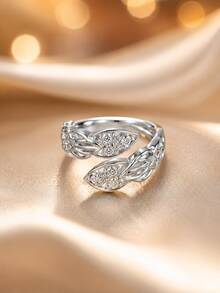 1pc European & American Mori Style Intertwined Leaf Thin Ring, Hollow Vein 3D Leaf Design, Versatile Daily Commute Women's Jewelry - ring - View 8