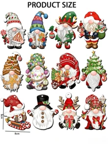 36pcs/24pcs/12pcs Creative Wooden Santa Claus Decorative Hanging Ornaments, Christmas Tree Decoration Wooden Sign Set, Perfect For Christmas Decoration - A - View 5