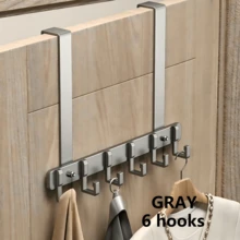 1pc Black Rectangular Over-The-Door Organizer Rack, Heavy Duty Storage Holder For Coats, Hats, Keys, Suitable For Bedroom, Bathroom, Entryway, Dorm, Rental Home, Minimalist Luxury Home Storage Solution - Black - View 20