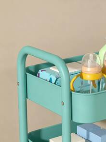 1pc Flexible Multi-Layer Rolling Storage Cart, No Electricity Required, Easy To Move, Suitable For Kitchen, Bathroom, Bedroom Organization, Compact Storage Solution, Bedroom Storage Rack, Portable Kitchen Storage Rack, Kitchen Accessories, Room Decor - Multicolor - View 3