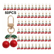 20pcs Mini Cute Cherry Shape Metal Keychain For Backpack Ornaments, Decorative Buckle, Women's Birthday Gifts, Round Plant Theme Design Daily Use Acce - Multicolor - View 5