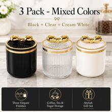 3 Buah Stoples Penyimpanan Kopi dengan Tutup Simpul Pita Elegan, Set Wadah Dapur Plastik Bening Hitam Krem Putih untuk Biji Kopi, Teh, Gula, Permen, Camilan & Pengorganisasian Meja Dapur - View 15