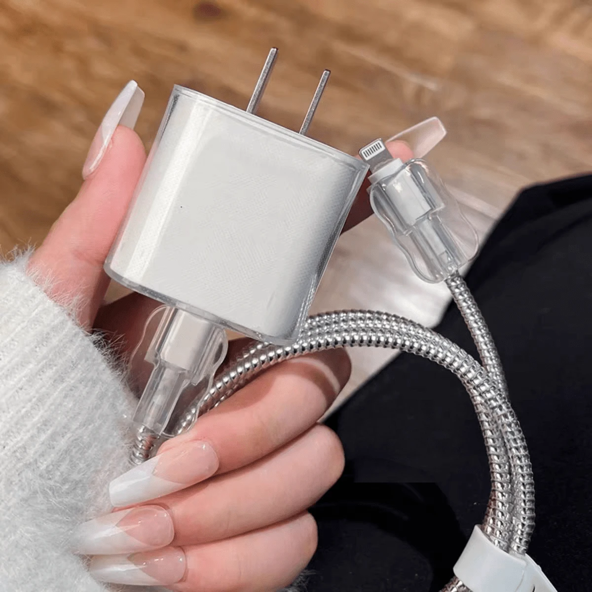 Pelindung Kabel Data Apple 20W Transparan Minimalis, Anti-Jatuh Anti-Patah, Pelindung Kabel Bening untuk Kabel Charger Apple 20W - Clear - View 1