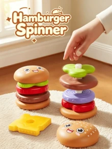 Hamburger Rotating Stacking Toy, Early Education Geometric Shape And Color Recognition Stacker, Improves Hand-Eye Coordination And Sensory Training, Indoor Parent-Child Interactive Stress Relief Rainbow Tower Educational Toy, Suitable For Infants And Toddlers Home Activities, Halloween Birthday Holiday Gift - Multicolor - View 6