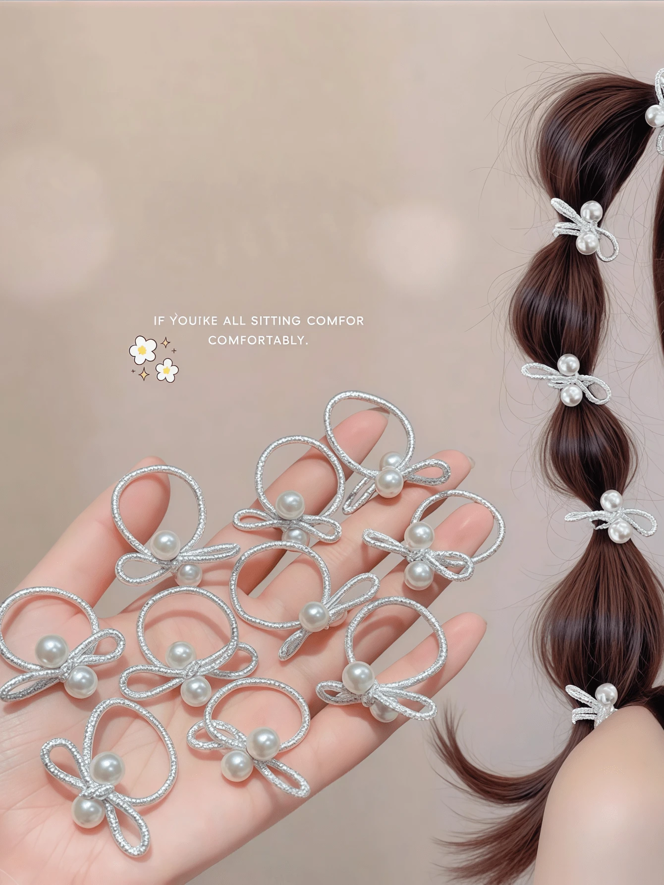 10pcs/Set Girls Hair Accessories Sweet Silver & Colorful Bow Hair Ties Small Elastic Bands Cute Hair Accessories, Suitable For Braiding Or Hair Volume For Young Girls - Multicolor - View 1