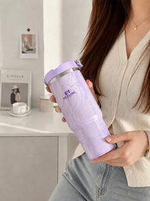 SCALON 30oz/900ML 1PC Large Capacity Insulated Tumbler With Handle And Straw, Portable Stainless Steel Vacuum Leak-Proof Drinking Cup, Ice Tumbler, Travel Mug, Stainless Steel Insulated Cold/Hot Cup, Coffee Cup, Suitable For Travel, School, Office, Outdoor, Gym, Home And Other Scenarios, Gift For Friends, Family, Holiday Gift, Birthday Gift (Includes Straw) Ideal Christmas/Halloween Gift, All Season Use - View 4
