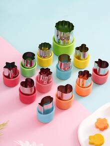 Stainless Steel Vegetable Cutter, Durable Food Cutting Tool Set, Suitable For Fruits, Cookies, Cakes And Vegetables, DIY Baking Cookie Molds, Creative Kitchen Tools, Suitable For Meal Preparation, Pastries, Bento, Party Snacks And Food Decoration - Multicolor - View 6