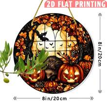 Hedgehog Halloween Stained Glass Effect Window Hanging Decor, Autumn Theme Garden Art With Halloween Lanterns And Bats, Perfect For Home, Yard Or Balcony, Halloween Decoration - 1pc Hedgehog - View 4