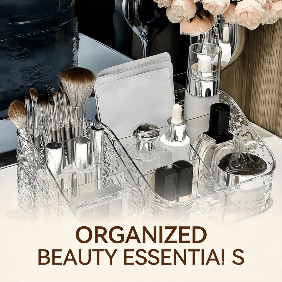 2pcs Transparent Cosmetic And Skincare Storage Boxes, Modern Vanity Organizer, Suitable For Bathroom Supplies, Student Back To School Supplies, Makeup Organizer, Jewelry Organizer, Fits Various Makeup Tables