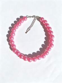 Cat Pearl Necklace Fashion 10mm Deep Pink Pearl Collar Pet Neck Collar Dog Classic Accessory - Hot Pink - View 6