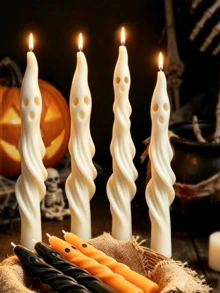 2pcs Halloween Long Ghost Pillar Scented Candles, Fun Creative Atmosphere Decor, White Mummy Shaped Handmade Soy Wax Candles, Suitable For Halloween Party, Home Decor, Holiday Gift Candles, Suitable For Halloween, Theme Party, Autumn Home Decor, Scene Atmosphere Arrangement, Bedroom Room Decor, Holiday Essential, Gift For Men, Birthday Gift For Women, Summer Decor, Classroom Decor, Birthday Gift, Home Decor, Gift For Women, Gift For Men, Home Accessories, Halloween Decorations - Multicolor - View 10