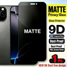 1片強化玻璃磨砂防窺螢幕保護貼，全螢幕覆蓋設計，適用於 iPhone 17 Pro Max/17 Air/17E/16 Pro Max/16E/15 Pro Max/15 Plus/14 Pro Max/13 Mini/12 Mini/11 Pro Max/Xs Max 及其他機型 - 無色 - 查看 1