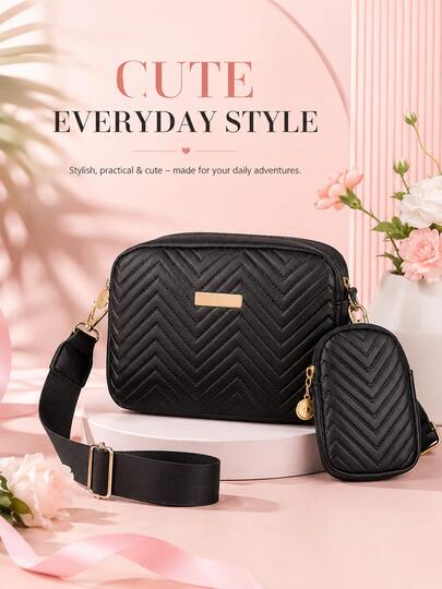 XD Bolso Bandolera Monedero Cómodo y Minimalista para Niñas, Correa de Hombro Desmontable, Material de Alta Calidad, Decoración Metálica Exquisita, Diseño Clásico, Versátil y Práctico