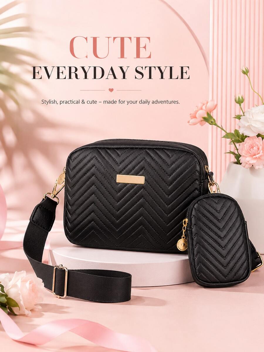 XD Fashionable Minimalist Girls Comfortable Coin Purse Crossbody Bag, Detachable Shoulder Strap, High-Quality Material, Exquisite Metal Decoration, Classic Design, Versatile And Practical - Multicolor - View 1