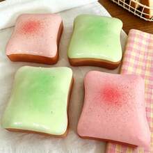 1pc 2026 New PU Yellow Toast Squishy Toy Assorted Colors Soft Tactile Stress Reducer For Party Bag Filler Birthday Reward Gift Random Style & Packaging(Styles Random) - 彩色 - 查看 3