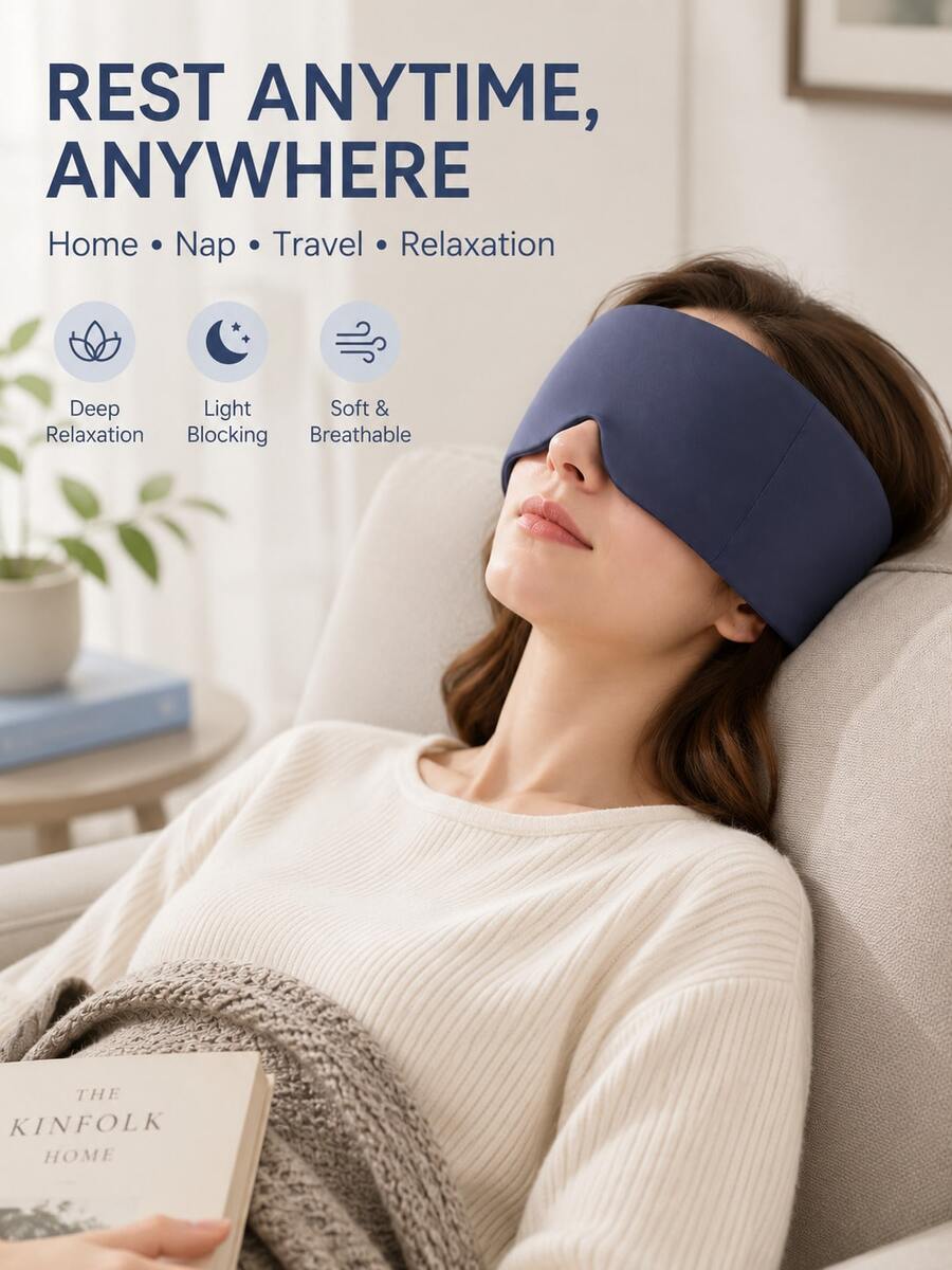 1pc Weighted Sleep Mask, Soft Breathable Pink Light Blocking Eye Cover With 72cm Adjustable Wrap, Dual-Sided Comfortable Blindfold For Night Sleep, Travel, Naps & Shift Work, Unisex Sleep Accessory For Men & Women
